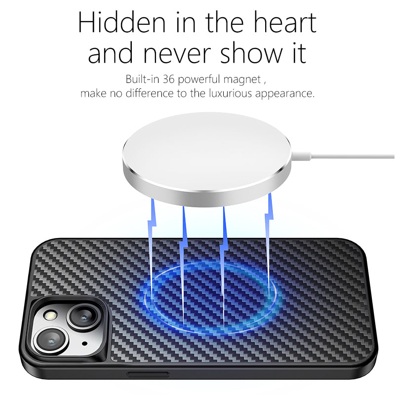 For iPhone 13 6.1 inch Kevlar Fiber TPU Drop-resistant Phone Cover Magnetic Protective Back Case For iPhone 13 6.1 inch Kevlar Fiber TPU Drop-resistant Phone Cover Magnetic Protective Back Case
